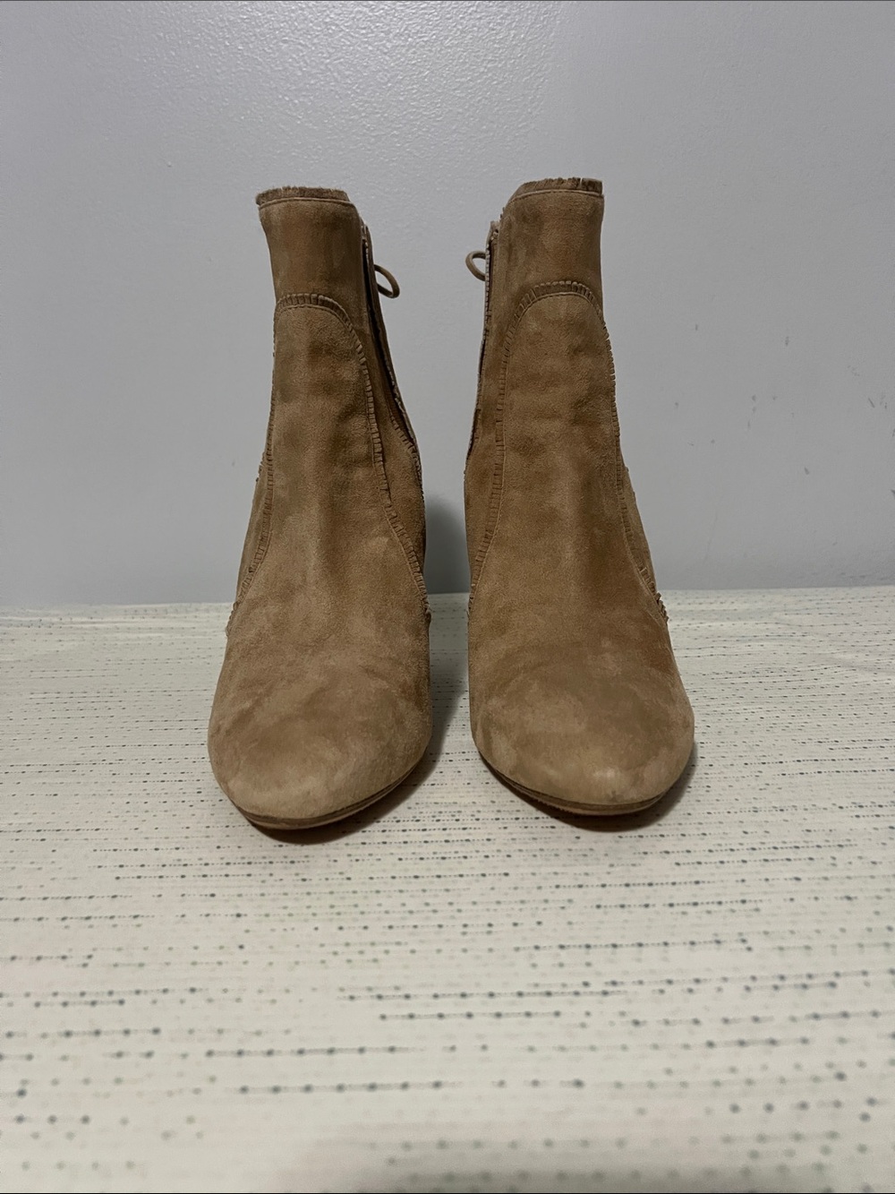 Aquazzura Suede Ankle Booties in Tan
